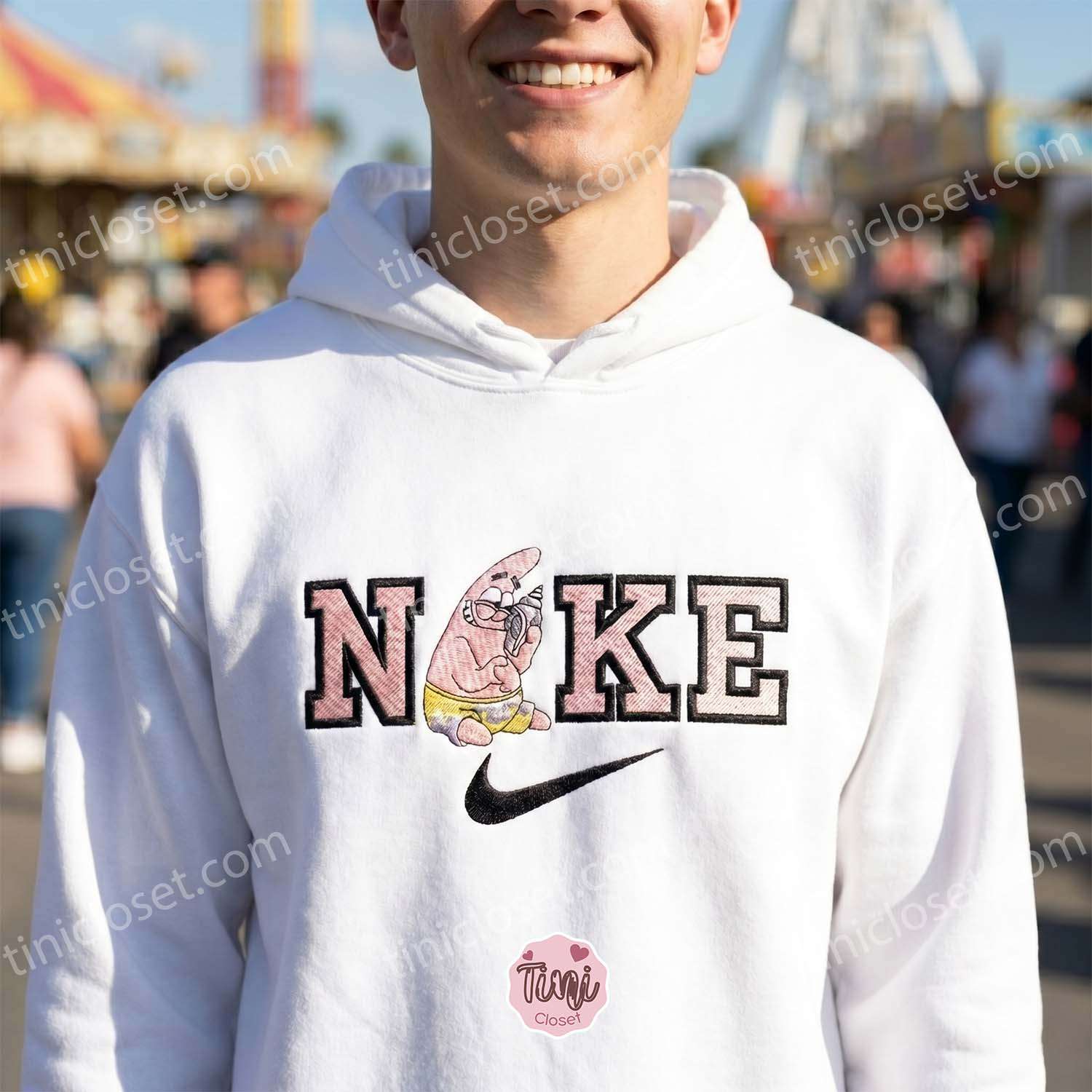 Funny Patrick Star Embroidered Sweatshirt, Nostalgic Cartoon Hoodie, Bestie Matching Shirts Funny Patrick Star Embroidered Sweatshirt, Nostalgic Cartoon Hoodie, Bestie Matching Shirts