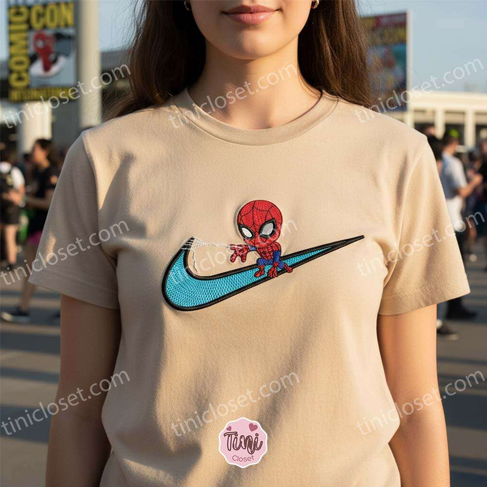 Swoosh Chibi Spider-Man Embroidered Hoodie, Sweatshirt, Tee Swoosh Chibi Spider-Man Embroidered Hoodie, Sweatshirt, Tee