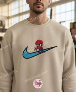 Swoosh Chibi Spider Man Embroidered Hoodie, Sweatshirt, Tee (2)