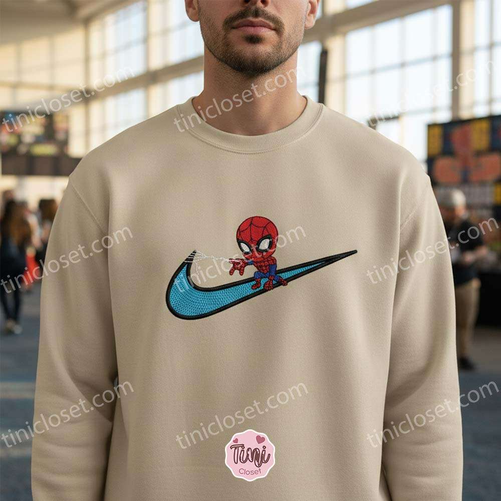 Swoosh Chibi Spider-Man Embroidered Hoodie, Sweatshirt, Tee Swoosh Chibi Spider-Man Embroidered Hoodie, Sweatshirt, Tee