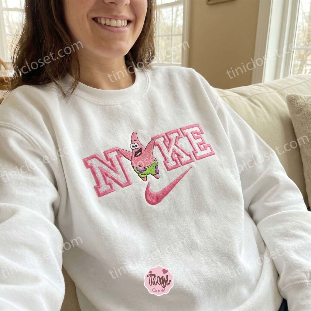 Patrick Star Embroidered Sweatshirt, Funny Cartoon T-shirt, Bestie Matching Shirts