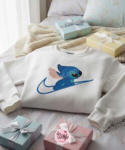 Custom Sitting Stitch Swoosh Embroidered Sweatshirt, Experiment 626 Sporty Hoodie, Ohana Family Disney Crewneck, Gift for Him Her (1)
