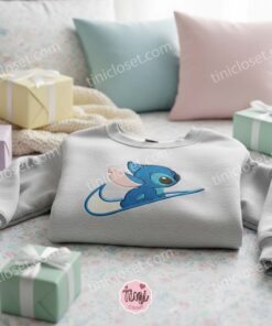 Custom Sitting Stitch Swoosh Embroidered Sweatshirt, Experiment 626 Sporty Hoodie, Ohana Family Disney Crewneck, Gift for Him Her (2)