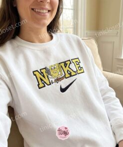 SpongeBob Nostalgic Cartoon Character Embroidered Sweatshirt, Bestie Matching Shirts, Funny Y2K Graphic Hoodie