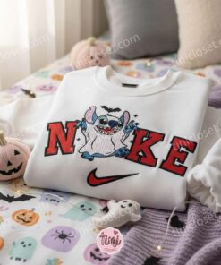 Stitch Cosplay Ghost Halloween Embroidered Hoodie, Spooky But Cute Experiment 626 Sweatshirt, Disney Ghostly Spirit Apparel, Gift for Him Her (3)