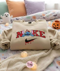 Stitch Devil Drip Swoosh Halloween Embroidered Hoodie, Devilish Experiment 626 Sweatshirt, Spooky Streetwear Crewneck, Gift for Him Her 1 Stitch Devil Drip Swoosh Halloween Embroidered Hoodie, Devilish Experiment 626 Sweatshirt, Spooky Streetwear Crewneck, Gift for Him Her (1)