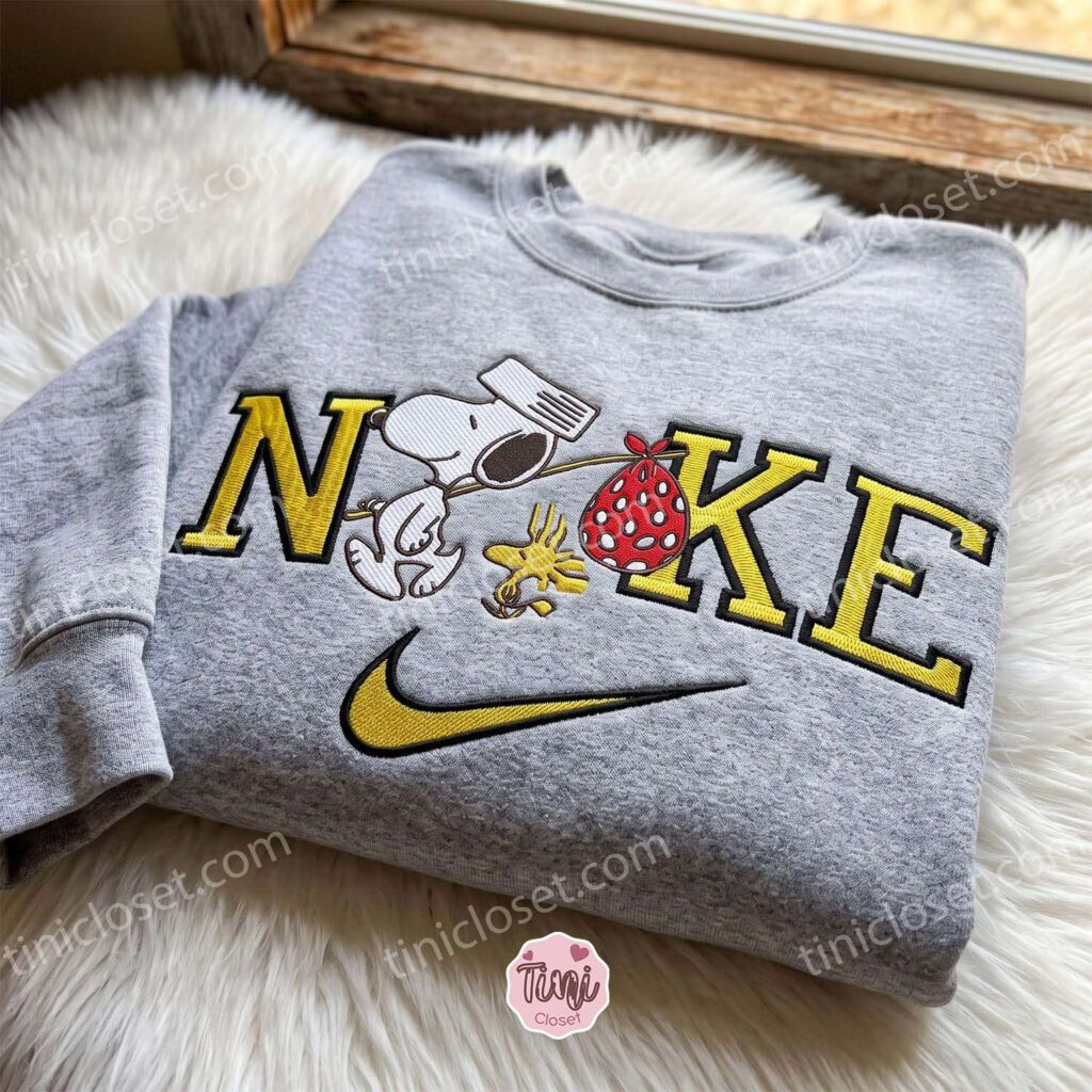 Snoopy and Woodstock Peanuts Embroidered Sweatshirt, Cartoon Embroidered Hoodie, Best Gift Ideas