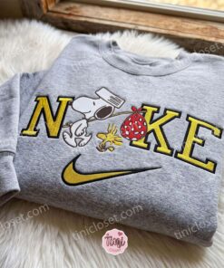 Snoopy and Woodstock Peanuts Embroidered Sweatshirt, Cartoon Embroidered Hoodie, Best Gift Ideas (1)