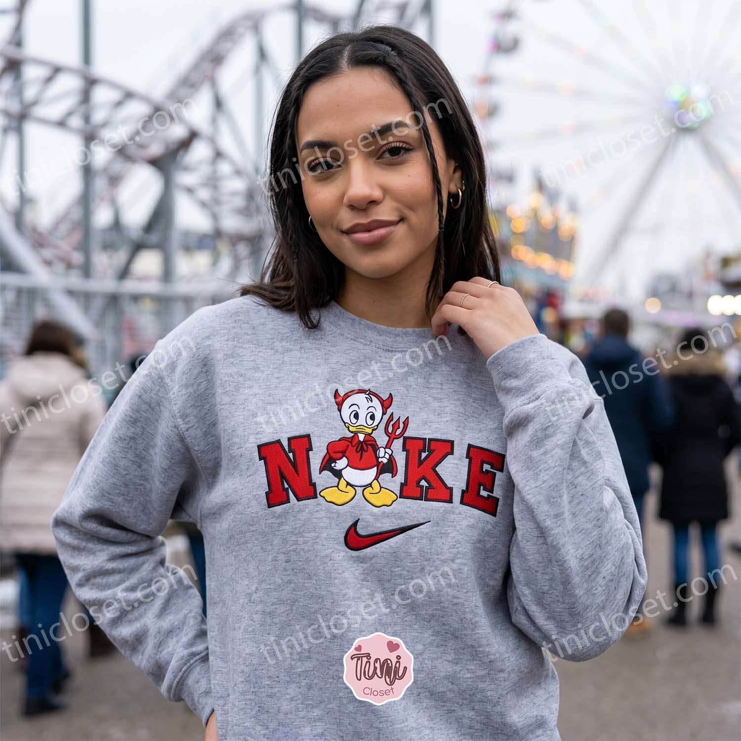 Huey Duck Devil Halloween Embroidered Sweatshirt, Walt Disney Characters Embroidered Shirt, Best Halloween Gift Ideas Huey Duck Devil Halloween Embroidered Sweatshirt, Walt Disney Characters Embroidered Shirt, Best Halloween Gift Ideas