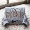 Sleeping Snoopy Peanuts Embroidered Shirt, Cartoon Embroidered Hoodie, Long Distance Relationship Gift