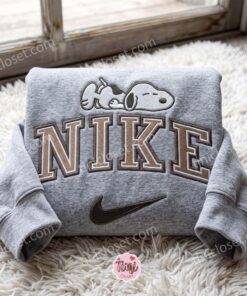 Sleeping Snoopy Peanuts Embroidered Shirt, Cartoon Embroidered Hoodie, Long Distance Relationship Gift (3)