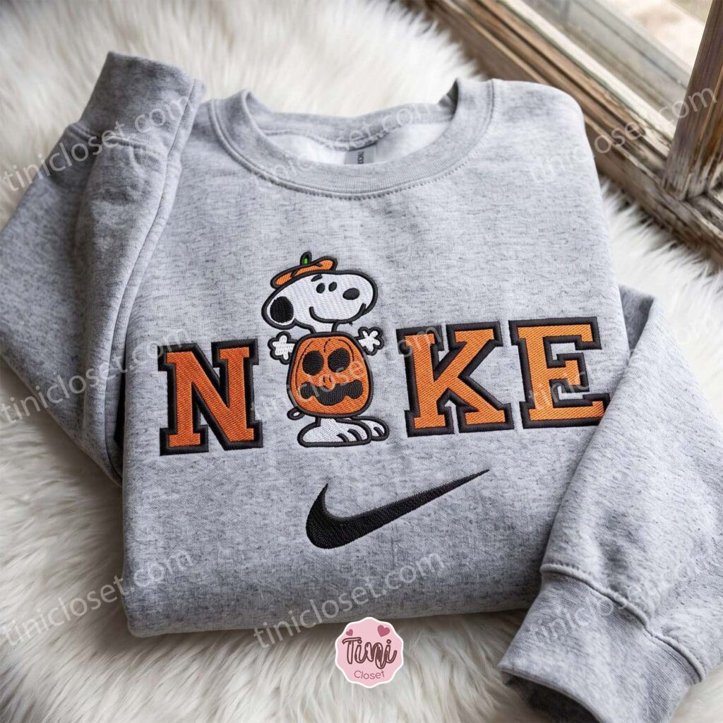 Snoopy Pumpkin Embroidered Sweatshirt, Peanuts Embroidered Shirt, Best Halloween Gift Ideas