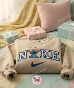 Valentine Stitch Dizzy in Love Embroidered Hoodie, Disney Embroidered Sweatshirt, Custom Experiment 626 Crewneck, Gift for Him Her (3)