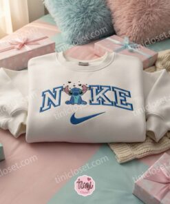 Valentine Stitch Dizzy in Love Embroidered Hoodie, Disney Embroidered Sweatshirt, Custom Experiment 626 Crewneck, Gift for Him Her (1)