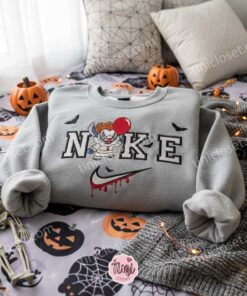 Stitch Cosplay Pennywise Embroidered Hoodie, Halloween IT Movie Sweatshirt, Scary Clown Disney Holiday Crewneck, Gift for Him Her