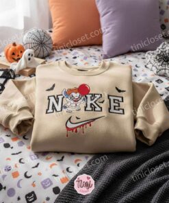 Stitch Cosplay Pennywise Embroidered Hoodie, Halloween IT Movie Sweatshirt, Scary Clown Disney Holiday Crewneck, Gift for Him Her (3)