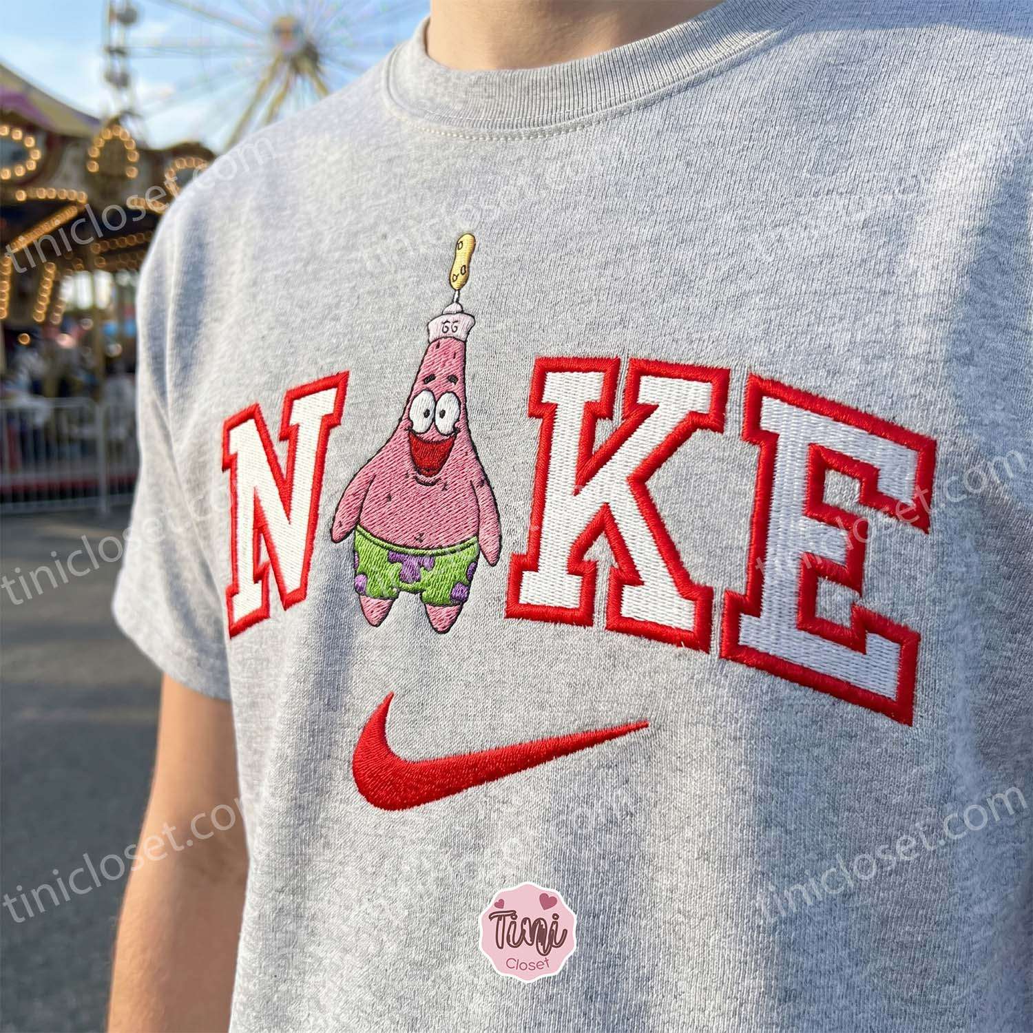 Funny Patrick Star Embroidered Sweatshirt, SpongeBob SquarePants Cartoon Embroidered T-shirt, Sending A Hug Gift Funny Patrick Star Embroidered Sweatshirt, SpongeBob SquarePants Cartoon Embroidered T-shirt, Sending A Hug Gift