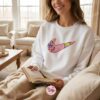 Funny Patrick Star Swoosh Embroidered Sweatshirt, Cute Cartoon Meme Hoodie, Cozy Gifts For Girlfriend