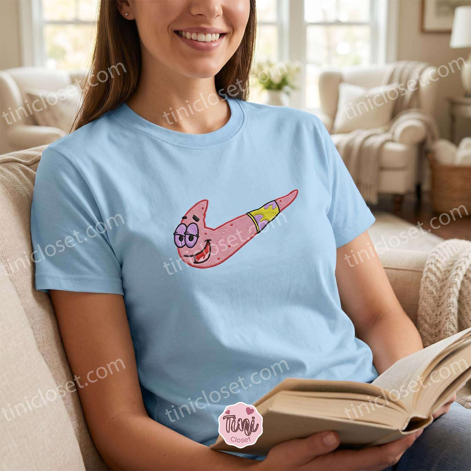 Funny Patrick Star Swoosh Embroidered Sweatshirt, Cute Cartoon Meme Hoodie, Cozy Gifts For Girlfriend Funny Patrick Star Swoosh Embroidered Sweatshirt, Cute Cartoon Meme Hoodie, Cozy Gifts For Girlfriend