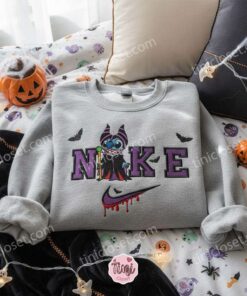 Stitch Cosplay Maleficent Halloween Embroidered Hoodie, Mistress of All Evil Experiment 626 Sweatshirt, Disney Villain Spooky Apparel, Gift for Him Her (1)