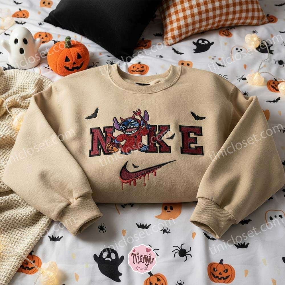 Stitch Red Devil Trick or Treat Cosplay Embroidered Hoodie, Little Devil Halloween Sweatshirt, Spooky Candy Hunter Apparel, Gift for Family Stitch Red Devil Trick or Treat Cosplay Embroidered Hoodie, Little Devil Halloween Sweatshirt, Spooky Candy Hunter Apparel, Gift for Family