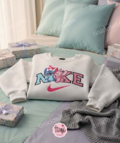 Valentine Stitch and Angel Heart Kiss Hoodie, Matching Couple Shirts, Custom Experiment 626 and 624 Crewneck, Holiday Gift for Him Her (2)