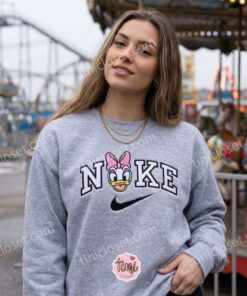 Smiling Daisy Duck Embroidered Shirt, Disney Characters Embroidered Hoodie, Cozy Gifts For Girlfriend