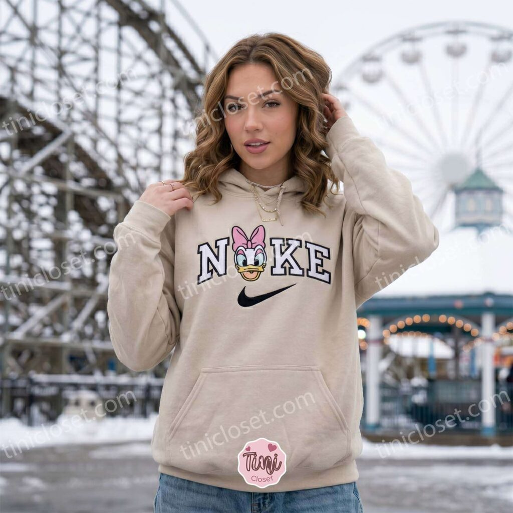 Smiling Daisy Duck Embroidered Shirt, Disney Characters Embroidered Hoodie, Cozy Gifts For Girlfriend Smiling Daisy Duck Embroidered Shirt, Disney Characters Embroidered Hoodie, Cozy Gifts For Girlfriend