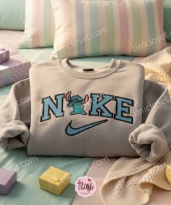 Mischievous Stitch Embroidered Hoodie, Custom Experiment 626 Sweatshirt, Minimalist Ohana Means Family Crewneck, Gift for Disney Lovers (1)