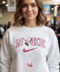 Custom Spider Gwen Embroidered Hoodie, Pink Swoosh Ghost Spider Sweatshirt, Custom Pink Swoosh Spider Hero T Shirt (3)