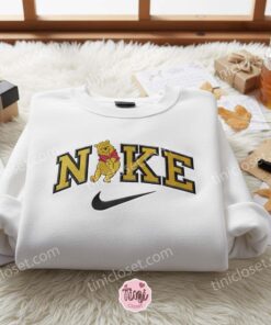 Winnie The Pooh Embroidered Sweater, Disney Characters Embroidered Crewneck, Cartoon Embroidered Tee