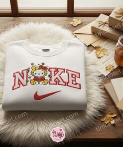 Hello Kitty Winnie The Pooh Cosplay Bee Heart Embroidered Shirt, Cartoon Embroidered Hoodie, Best Gift Ideas