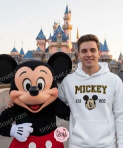 Mickey Mouse Est 1932 Embroidered Hoodie, Embroidered Mickey Varsity Crewneck, Disney World Vacation Shirt (4)