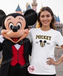 Mickey Mouse Est 1932 Embroidered Hoodie, Embroidered Mickey Varsity Crewneck, Disney World Vacation Shirt (5)