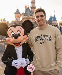 Mickey Mouse Embroidered Sweatshirt, Vintage Varsity Swoosh Crewneck, Funny Mickey Mouse Sport Tee (1)