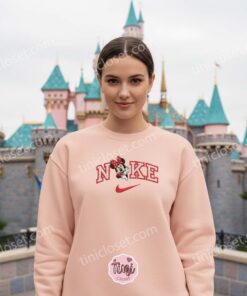 Minnie Mouse Embroidered Sweatshirt, Vintage Varsity Swoosh Crewneck, Funny Minnie Mouse Sport Tee
