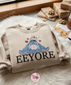 Eeyore Love Hearts Embroidered Crewneck, Winnie The Pooh Disney Embroidered Sweater, Valentine Embroidered Tee