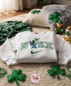 Stitch Holding Lucky Disney Balloon Embroidered Hoodie, St. Patrick's Day Experiment 626 Sweatshirt, Disney Clover Magic Apparel, Gift for Him Her (3)