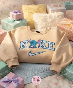 Matching Couple Stitch Boba Embroidered Hoodie, Custom Experiment 626 Drinking Tea Shirt, Minimalist Ohana Crewneck, Anniversary Gift for Disney Lovers