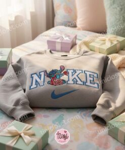 Valentine Stitch Wrapping Gift Embroidered Hoodie, Custom Heart Experiment 626 Sweatshirt, Ohana Means Family Crewneck, Gift for Him Her (1)