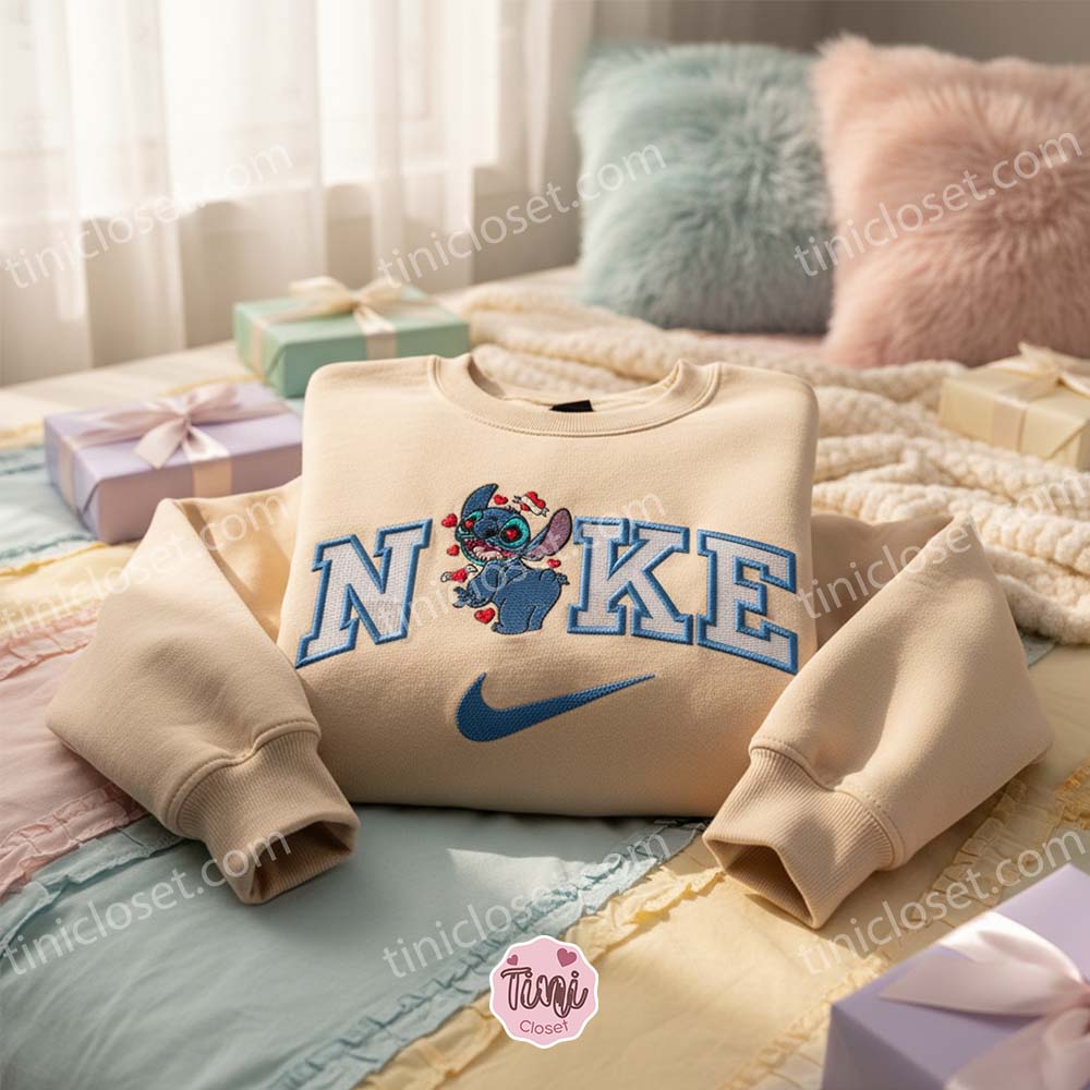 Stitch Heart Valentine Embroidered Hoodie, Custom Love Experiment 626 Sweatshirt, Ohana Means Family Crewneck, Gift for Him Her Stitch Heart Valentine Embroidered Hoodie, Custom Love Experiment 626 Sweatshirt, Ohana Means Family Crewneck, Gift for Him Her