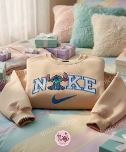 Romantic Stitch with Rose Embroidered Crewneck, Custom Valentine Experiment 626 Sweatshirt, Ohana Means Family, Gift for Him Her