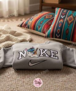 Stitch Cosplay Elvis Presley and Guitar Embroidered Sweatshirt, Custom Aloha Rocker Stitchmas Hoodie, Musical Legend Ohana Shirt, Gift for Him Her (2)