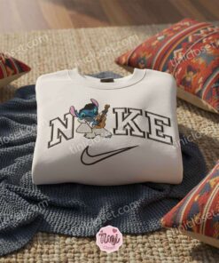 Stitch Cosplay Elvis Presley and Guitar Embroidered Sweatshirt, Custom Aloha Rocker Stitchmas Hoodie, Musical Legend Ohana Shirt, Gift for Him Her (3)