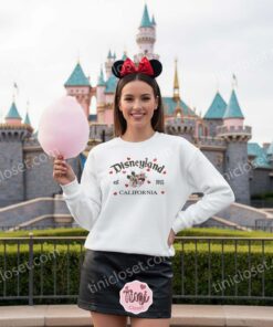 Disneyland California Est 1955 Embroidered Sweatshirt, Mickey & Minnie Crewneck, Cute Disney Couple Valentine’s Day Pullover (1)