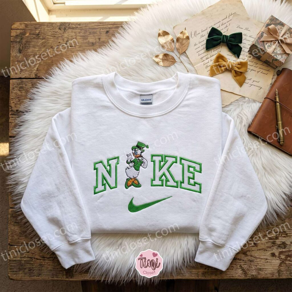 Daisy Duck Saint Patrick Embroidered Shirt, Disney Characters Embroidered Shirt, Saint Patrick’s Day Embroidered Hoodie