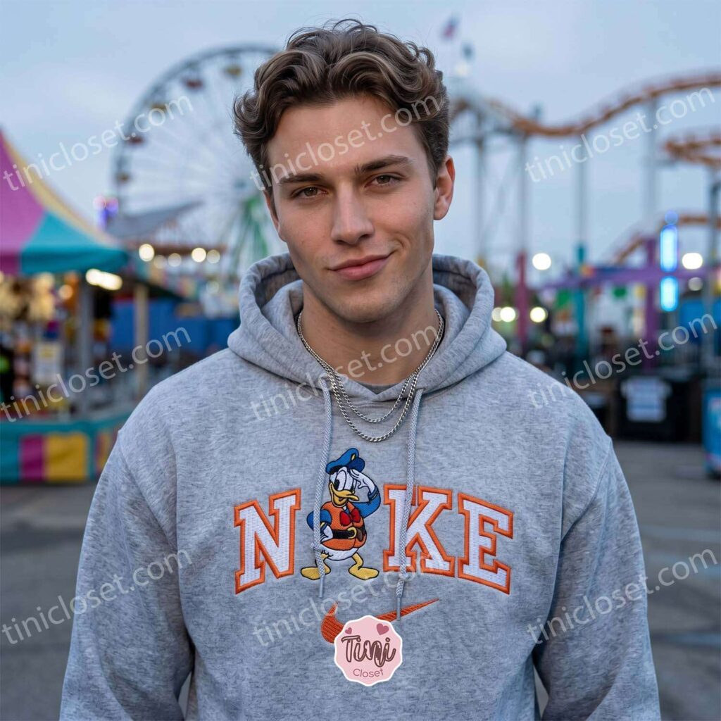 Cruise Trip Anchor Ship Donald Embroidered Sweatshirt, Disney Characters Embroidered Hoodie, Bestie Matching Shirts