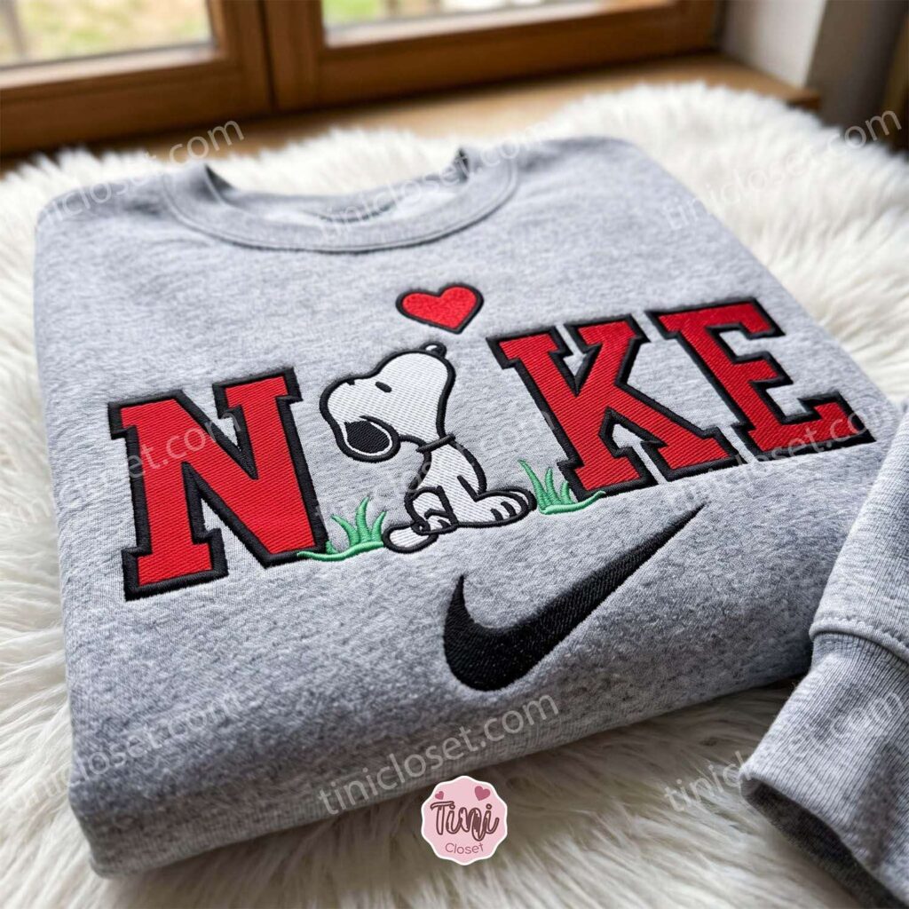 Snoopy With Heart Embroidered Shirt, The Peanuts Cartoon Embroidered Hoodie, Unique Valentine’s Day Gift Ideas