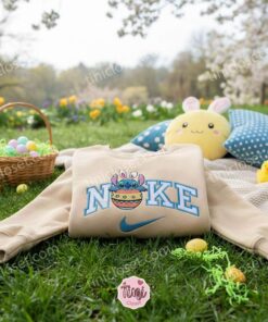 Stitch Hatching from Easter Egg Embroidered Sweatshirt, Custom Spring Stitchmas Hoodie, Surprise Bunny Ohana Holiday Shirt, Gift for Him Her (2)