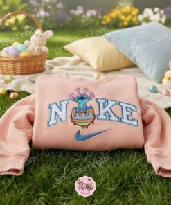 Stitch Hatching from Chocolate Easter Egg Embroidered Sweatshirt, Custom Melting Spring Disney Hoodie, Yummy Bunny Ohana Holiday Crewneck, Gift for Him Her (1)